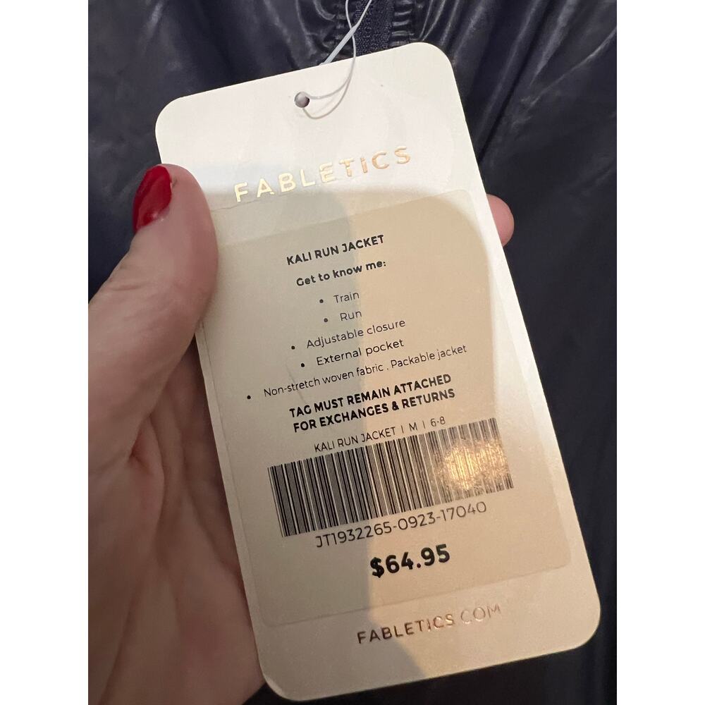 Fabletics Kali Run Jacket Gray Packable Hooded Wi… - image 9